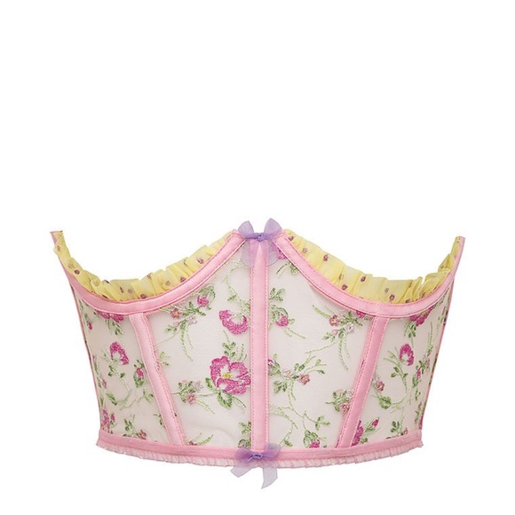 For Love And Lemons Camila Corset Top Pink Floral Large NEW - Picture 2 of 10